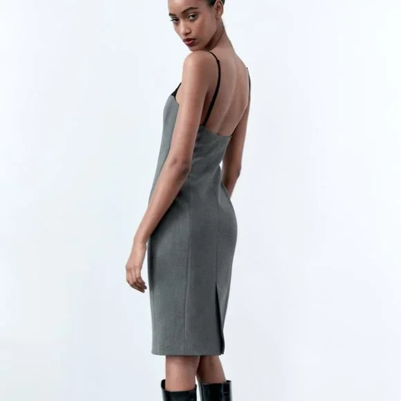 NWT LACE GRAY MNI DRESS - Picture 5 of 9